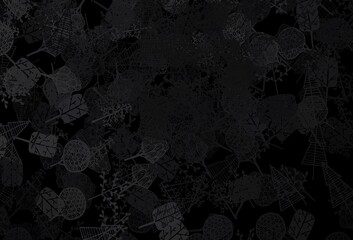 Dark Gray vector natural pattern with trees, branches.