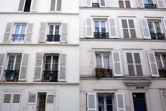 Shuttered Windows Of A Paris Apartment Building
