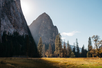 amazing valley with mountains and golden light