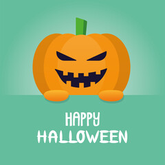 halloween pumpkin with lettering poster