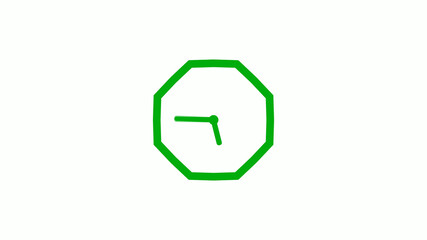 Fototapeta premium New green color 12 hours counting down clock icon on white background,clock isolated without trick