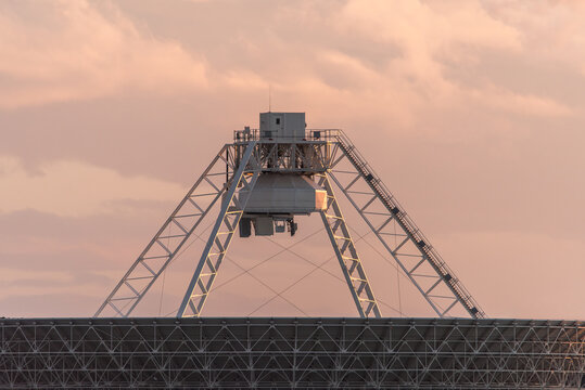 Large Radio Telescope at sunset