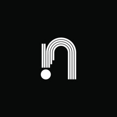 Letter N vector line dot logo design template. Unique modern minimalist white logotype symbol