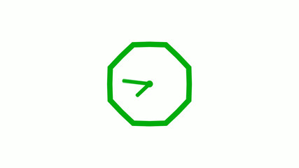 Obraz premium New green color 12 hours counting down clock icon on white background,clock isolated without trick
