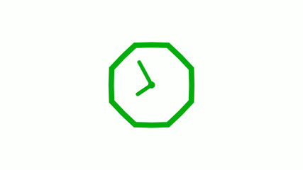 Fototapeta premium New green color 12 hours counting down clock icon on white background,clock isolated without trick
