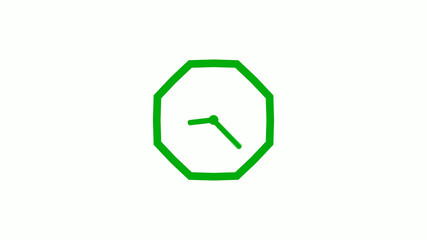 Fototapeta premium New green color 12 hours counting down clock icon on white background,clock isolated without trick