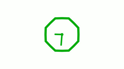 Fototapeta premium New green color 12 hours counting down clock icon on white background,clock isolated without trick