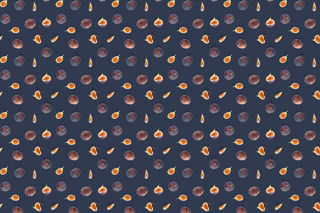 Background from Fresh figs. Food Photo. Creative set of the whole and sliced figs on a purpule background, Modern fig fruits background.