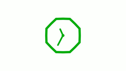 Fototapeta premium New green color 12 hours counting down clock icon on white background,clock isolated without trick