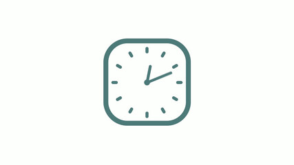 New cyan gray color 12 hours counting down clock icon on white background