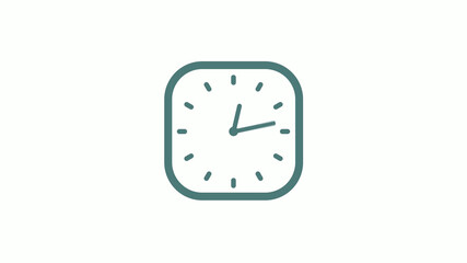 New cyan gray color 12 hours counting down clock icon on white background