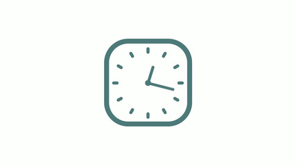 New cyan gray color 12 hours counting down clock icon on white background