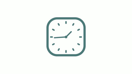 New cyan gray color 12 hours counting down clock icon on white background