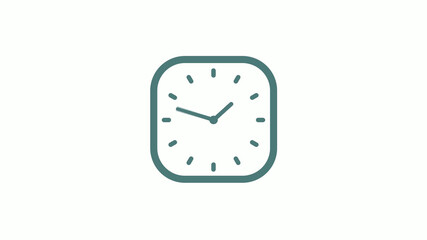 New cyan gray color 12 hours counting down clock icon on white background