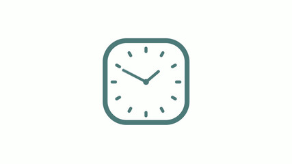 New cyan gray color 12 hours counting down clock icon on white background