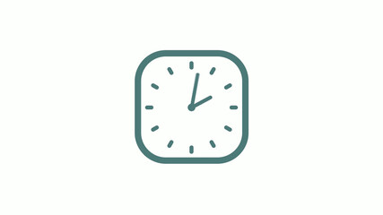 New cyan gray color 12 hours counting down clock icon on white background