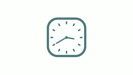 New cyan gray color 12 hours counting down clock icon on white background