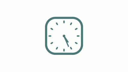 New cyan gray color 12 hours counting down clock icon on white background