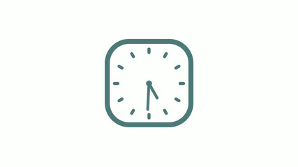 New cyan gray color 12 hours counting down clock icon on white background