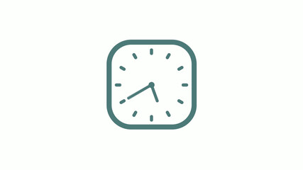 New cyan gray color 12 hours counting down clock icon on white background