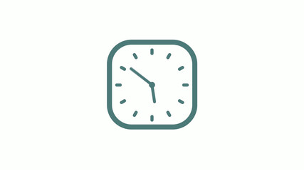 Beautiful square cyan gray counting down 12 hours clock icon on white background