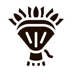 Bride Wedding Bunch Of Flowers Couple glyph icon Sign . Bunch Of Flowers Pictogram. Party Preparation And Marriage Template Monochrome Illustration