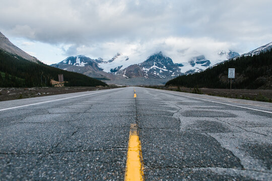 Paved road leading into the mountians