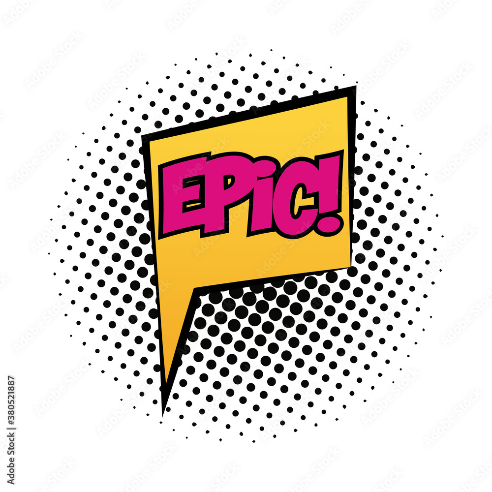 Poster speech bubble with spic word pop art fill style