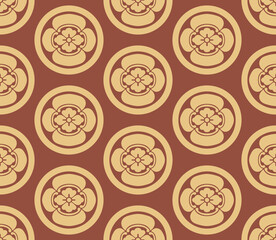 Japanese Flower Mosaic Vector Seamless Pattern