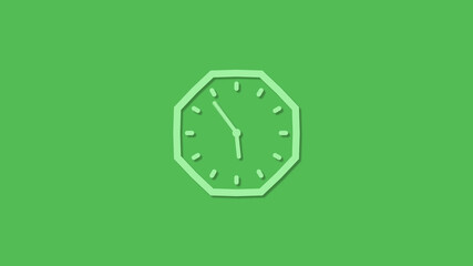 New green color counting down 3d clock icon on green background,clock icon