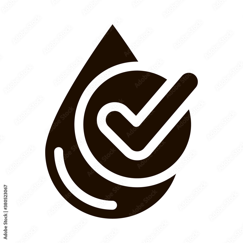 Wall mural Healthy Water Drop Vector Sign Icon. Water Drop, Filter Liquid Clearing Pictogram. Recycling Environmental Ecosystem Plumbing Industry Monochrome Illustration