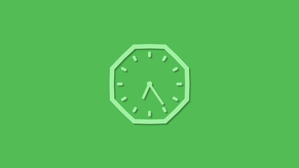 New green color counting down 3d clock icon on green background,clock icon