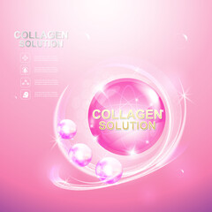 Collagen Serum and Vitamin Background Concept Skin Care Cosmetic.