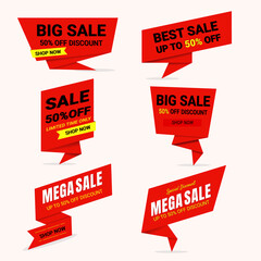Set of vector sales label collection. Discount offer banner  isolated.