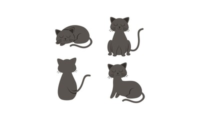 Fototapeta na wymiar Hand drawn design halloween cat collection illustration