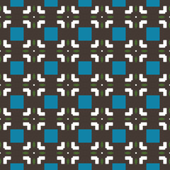 Vector seamless pattern texture background with geometric shapes, colored in brown, blue, green, white colors.