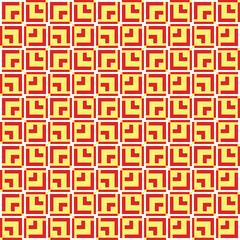 Vector seamless pattern texture background with geometric shapes, colored in red, yellow, white colors.