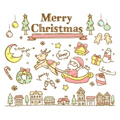 Naklejka premium クリスマスイラスト 手書き風