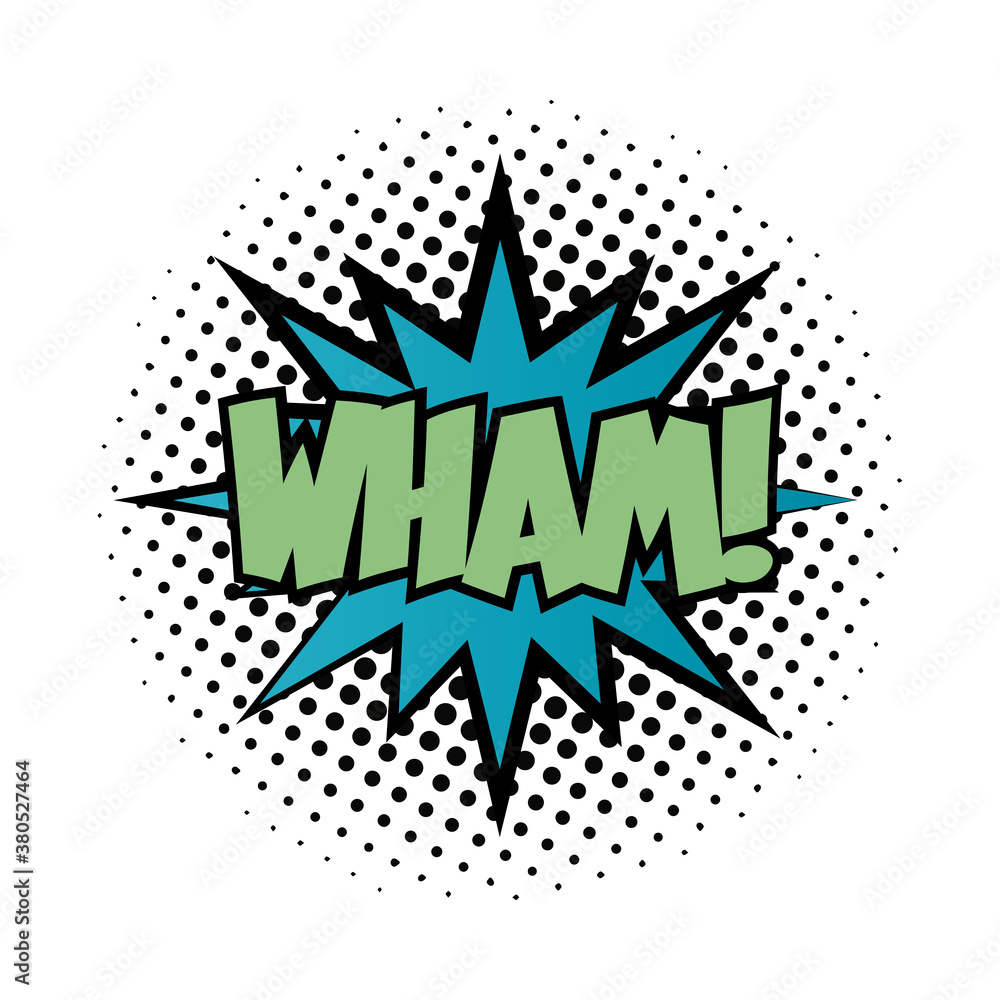 Poster expression splash with wham word pop art fill style