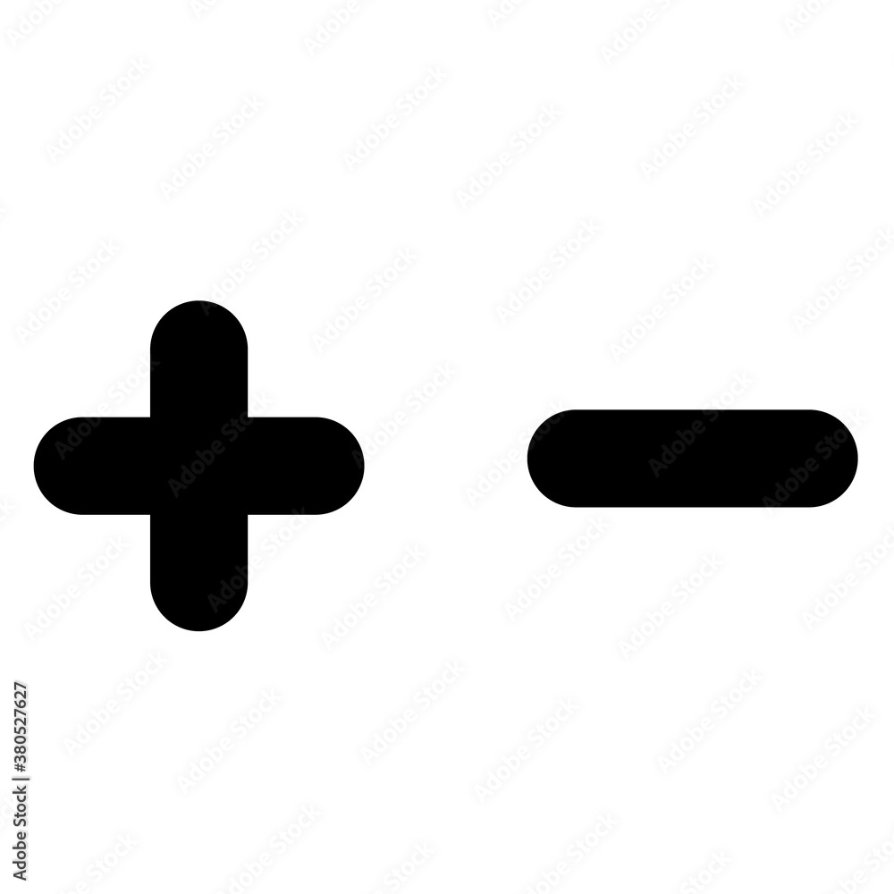 Poster plus and minus zoom icon on white background. add and subtract buttons. positive and negative symbol