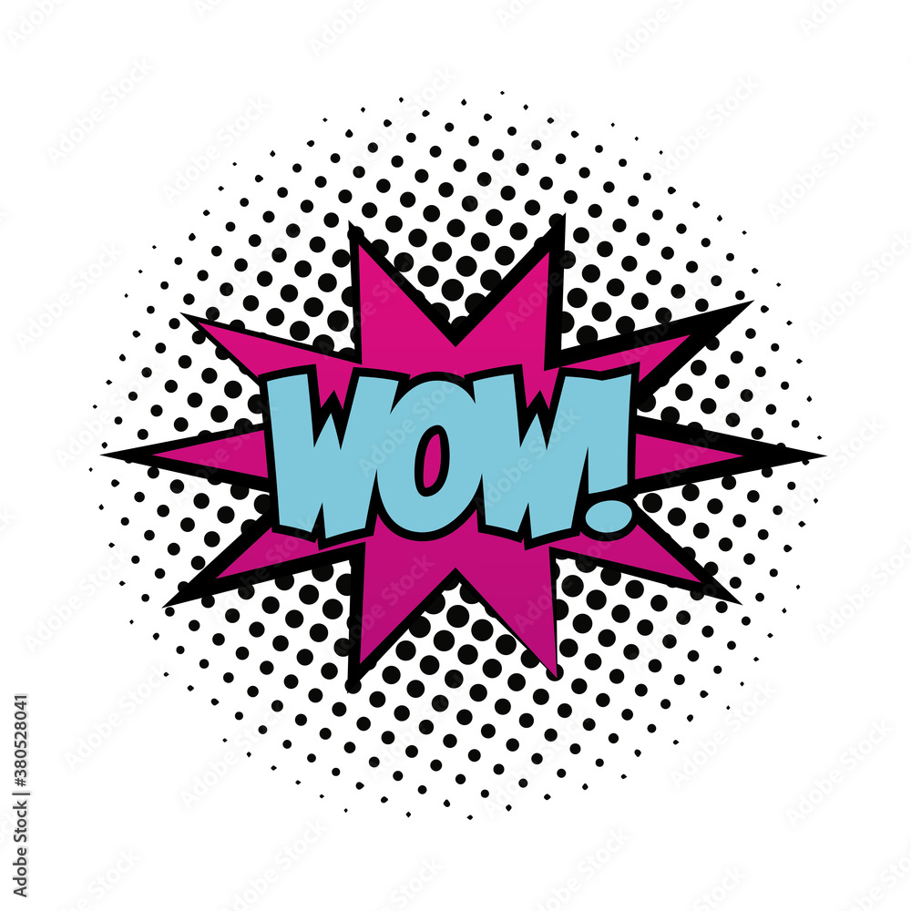 Poster expression splash with wow word pop art fill style