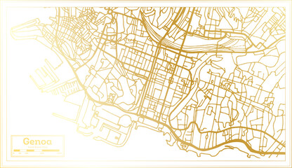 Genoa Italy City Map in Retro Style in Golden Color. Outline Map.
