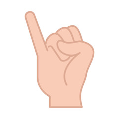 sign language hand gesture indicating j letter, line and fill icon