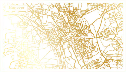 Hannover Germany City Map in Retro Style in Golden Color. Outline Map.