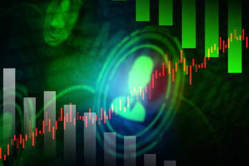 2d rendering Stock market online business concept. business Graph 