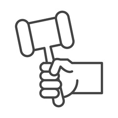 international human rights day, hand with law hammer justice line icon style