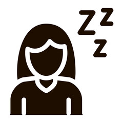 Sleepiness Symptomp Of Pregnancy Vector Sign Icon . Character Woman Silhouette Sleeping, Symptomp Of Pregnancy Pictogram. Diagnosis Of Future Mother Monochrome Illustration