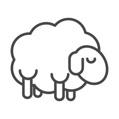 sheep cartoon animal farm linear icon style