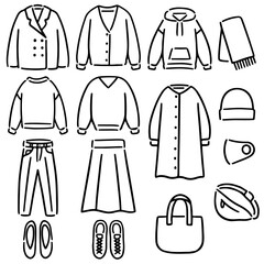 洋服 ファッション モノクロ イラスト