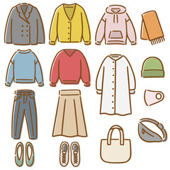 洋服 ファッション イラスト セット